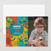 Robot Verjaardag Uitnodiging met foto (Voorkant / Achterkant)