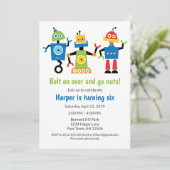 Robot Verjaardag Uitnodiging robots (Staand voorkant)