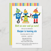 Robot Verjaardag Uitnodiging robots (Voorkant / Achterkant)
