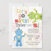 Robot Verjaardag Uitnodigingen Robots Verjaardagsf (Voorkant)