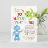 Robot Verjaardag Uitnodigingen Robots Verjaardagsf (Staand voorkant)