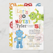 Robot Verjaardag Uitnodigingen Robots Verjaardagsf (Voorkant / Achterkant)