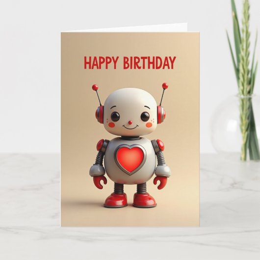 Robot Verjaardags Hart Kaart (Voorkant)