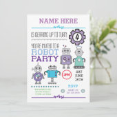 ROBOT Verjaardagsfeest Blue Gears Cogs Robots Uitn Kaart (Staand voorkant)