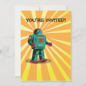 Robot verjaardagsfeest foto invoegen uitnodiging (Achterkant)