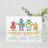 Robot Verjaardagsfeest Invitatie Kaart (Staand voorkant)