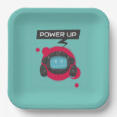 Robot verjaardagsfeest papieren bordje (Voorkant)