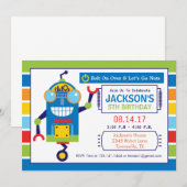 Robot Verjaardagsfeest Uitnodiging (Voorkant / Achterkant)