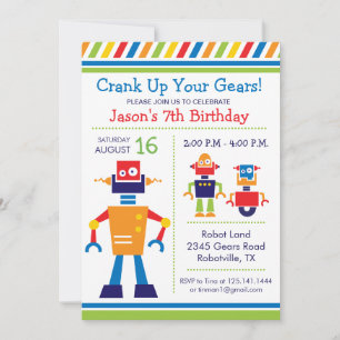 Robot verjaardagsfeest uitnodiging
