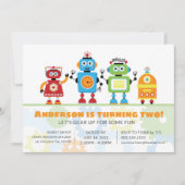 Robot Verjaardagsfeest Uitnodiging (Voorkant)