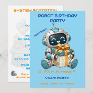 Robot verjaardagsfeest uitnodiging jongen Tech Bee