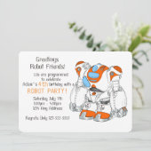 Robot verjaardagsfeestje kaart (Staand voorkant)