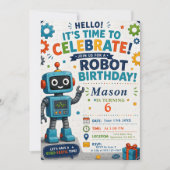 Robot Verjaardagsfeestje Kaart (Voorkant)