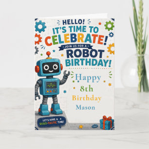 Robot Verjaardagsfeestje Kaart