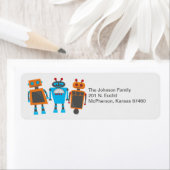 Robot verjaardagsfeestje retour adres label (Insitu)