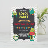 Robot verjaardagsfeestje uitnodiging (Staand voorkant)
