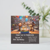 Robot Verjaardagsfeestuitnodigingen Digitaal downl Kaart (Staand voorkant)