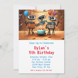 Robot Verjaardagsfeestuitnodigingen Digitaal downl Kaart