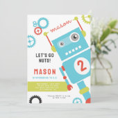 Robot Verjaardagsfeestuitnodigingen Kaart (Staand voorkant)