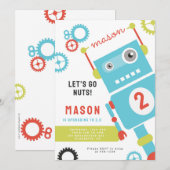 Robot Verjaardagsfeestuitnodigingen Kaart (Voorkant / Achterkant)