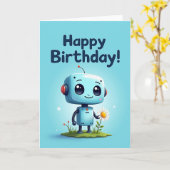 Robot Verjaardagskaart Kaart (Gele Bloem)