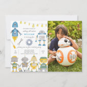 Robot verjaardagsuitnodiging met foto kaart (Voorkant)