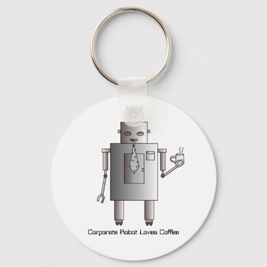 Robot verliest koffie, Retro Funny Sleutelhanger (Voorkant)