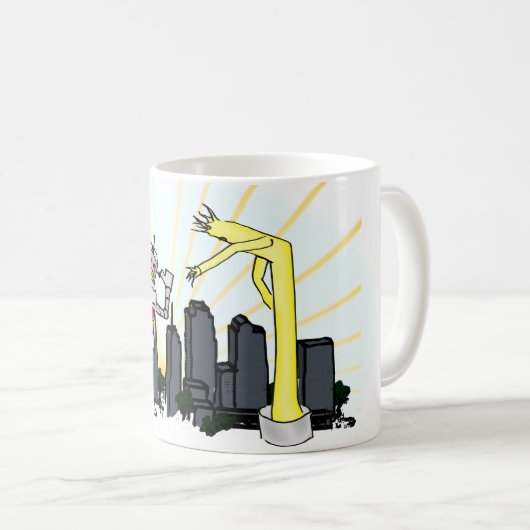 Robot versus Man met opblaasbare buis Koffiemok (Voorkant rechts)