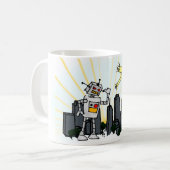 Robot versus Man met opblaasbare buis Koffiemok (Voorkant links)