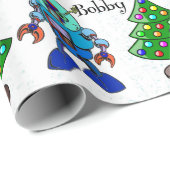 Robot Voeg jongensnaam toe Schattigee kerstrol Cadeaupapier (Rol Hoek)