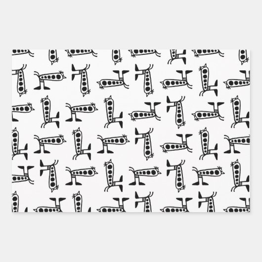 Robot vogel lineaire kunst tekening inpakpapier vel (Voorkant)