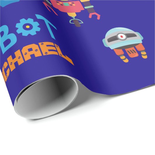 Robot voor kinderen genaamd Royal Blue Cartoon Gra Cadeaupapier (Rol Hoek)