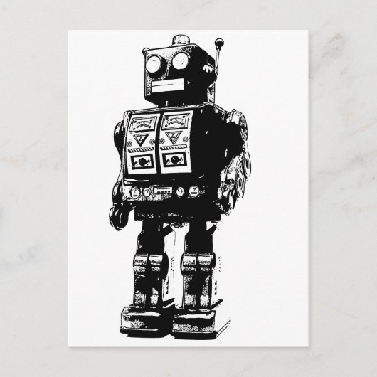robot voor zwart en wit briefkaart (Voorkant)