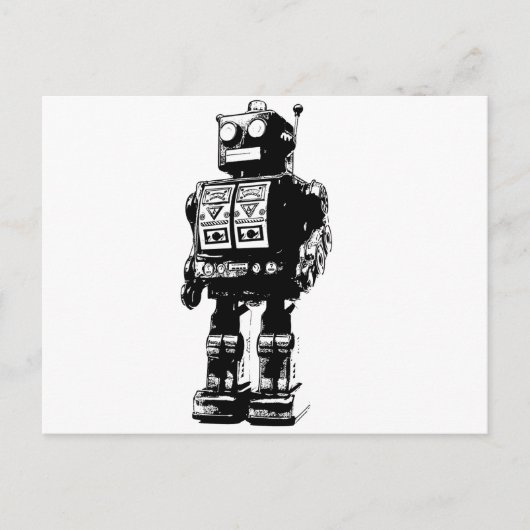 robot voor zwart en wit briefkaart (Voorkant)