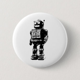 robot voor zwart en wit ronde button 5,7 cm