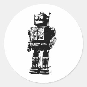 robot voor zwart en wit ronde sticker
