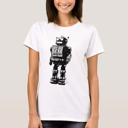 robot voor zwart en wit t-shirt (Voorkant)