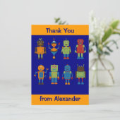 Robot Vrienden Kind Persoonlijke Platte Dank Je Bedankkaart (Staand voorkant)