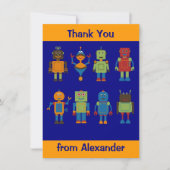 Robot Vrienden Kind Persoonlijke Platte Dank Je Bedankkaart (Voorkant)