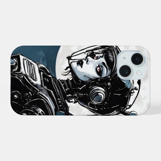 Robot Vrouw V iPhone 15 Case (Achterkant horizontaal)