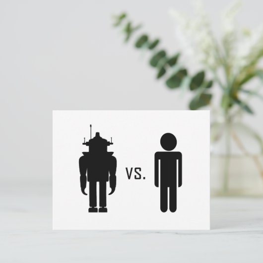 Robot vs. mens briefkaart (Staand voorkant)