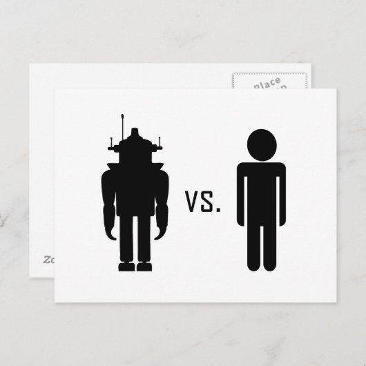 Robot vs. mens briefkaart (Voorkant / Achterkant)