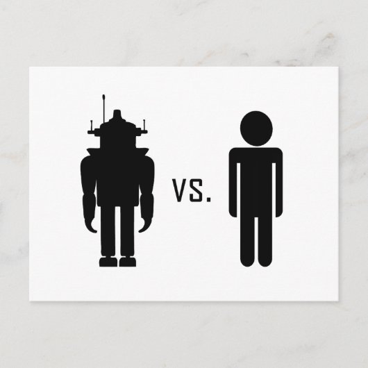 Robot vs. mens briefkaart (Voorkant)