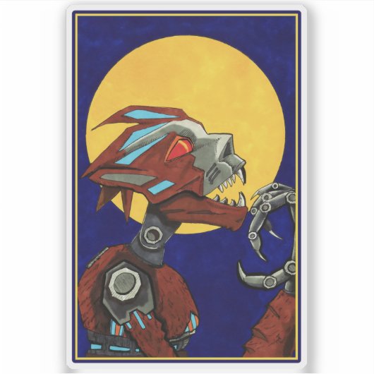 Robot weerwolf wolf wolf Man Sticker (Voorkant)