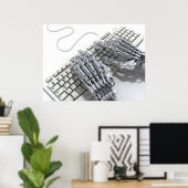 Robot werkt op de computer poster (Thuiskantoor)