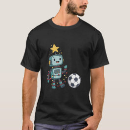 Robot with Christmas lights playing soccer T-shirt