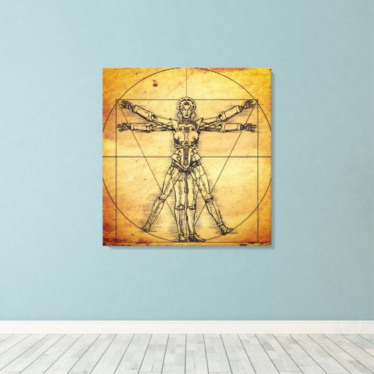Robot Woman Canvas Afdruk (Insitu (Houten vloer))