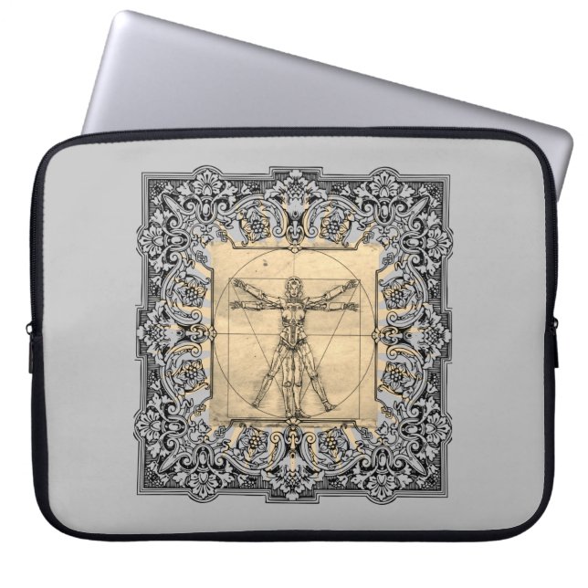 Robot Woman Steampunk Laptop Sleeve (Voorkant)