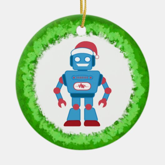 Robot Wreath Keramisch Ornament (Voorkant)