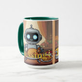 Robot Zegeningen Thanksgiving Dinner Mok (Voorkant links)